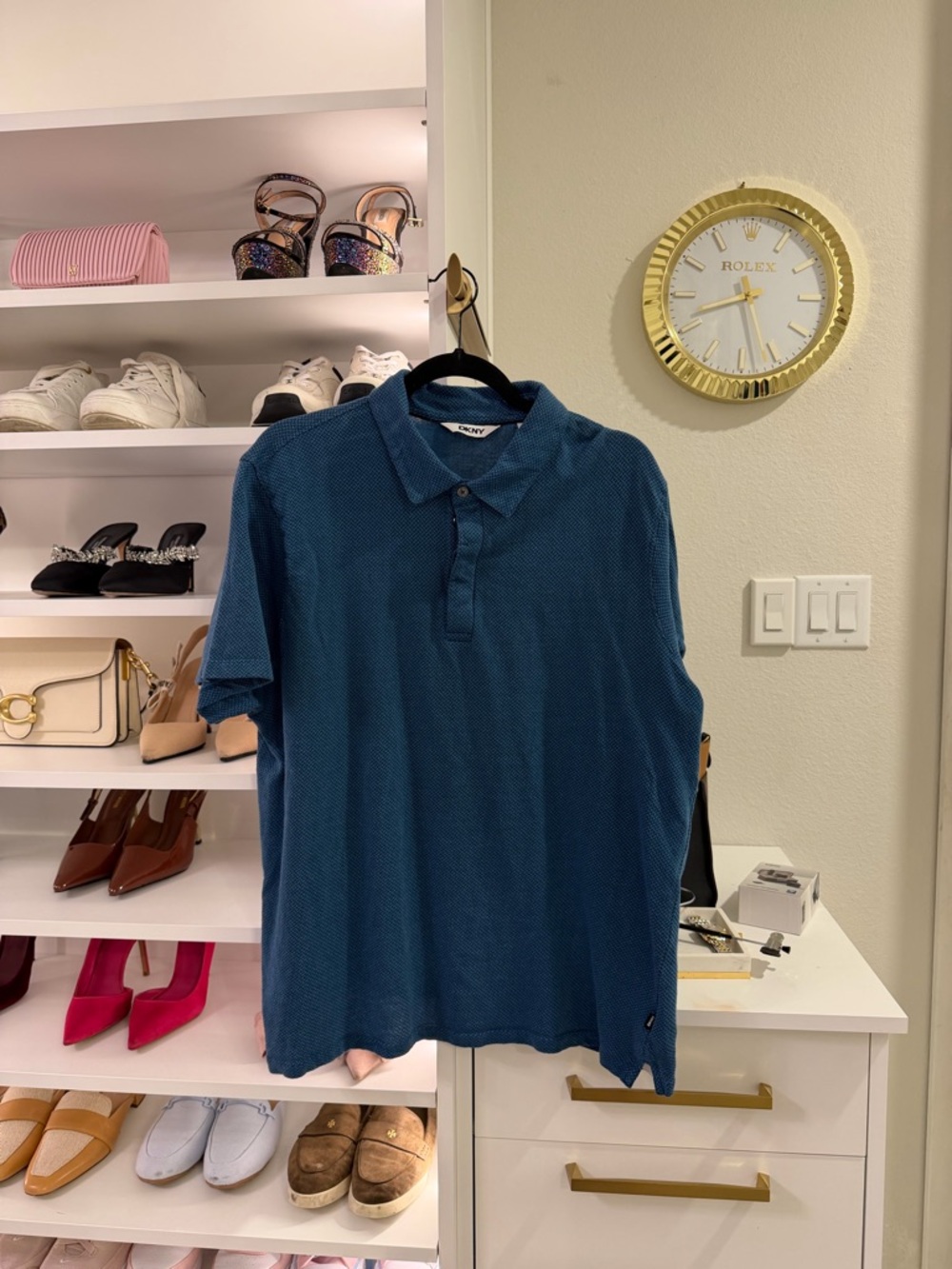 DKNY Men's Dark Teal Short-Sleeve Polo